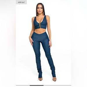 Cassie Denim Pant Set by Hasiina.
